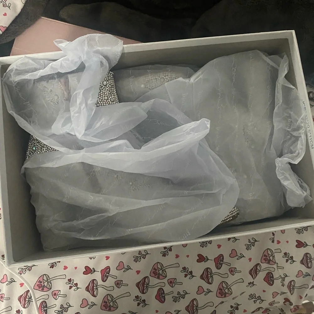 crystals beaded Sparkly Betsy Johnson healed boots size 6.5 Tiffany blue bottoms - Picture 7 of 8